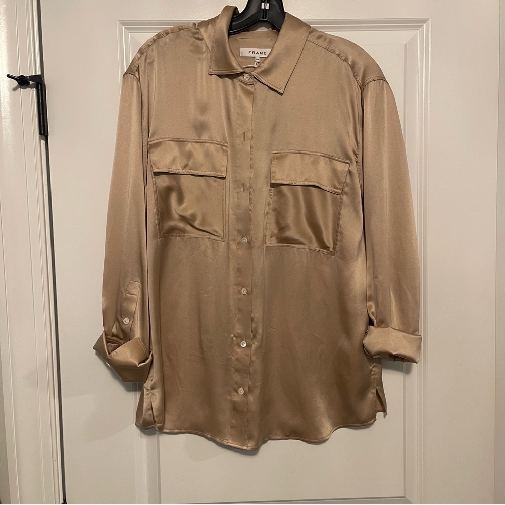 Frame Silk Button Down Blouse